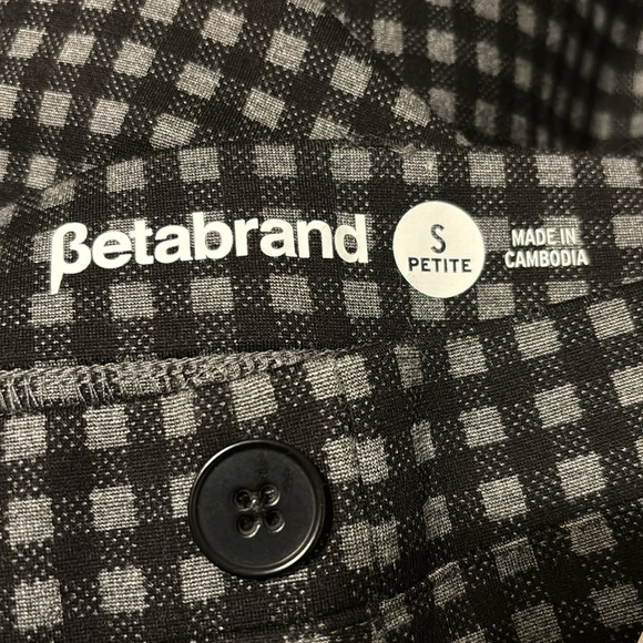 Betabrand Dress Pant Yoga Pants Bootcut Black Gray Gingham Size S Petite NWT - Picture 5 of 11